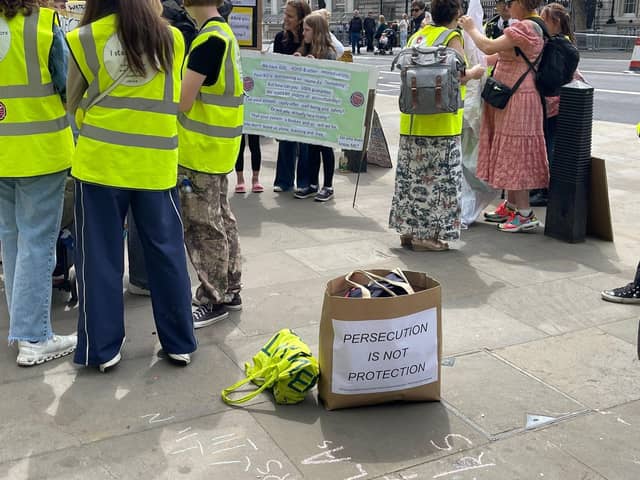 Stewards briefing ahead of the last london protest