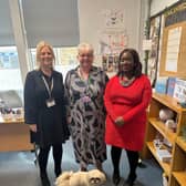 Member of Parliament, Abena Oppong-Asare, with Headteacher, Ann-Marie Bolton and CEO of The Primary First Trust, Lorna Hamilton