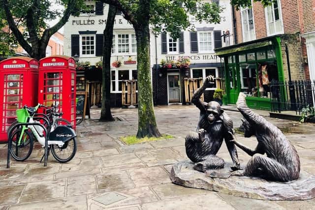 Chimp sculpture by Richmond Green.