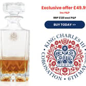 LIMITED EDITION: King Charles III commemorative crystal decanter with royal seal