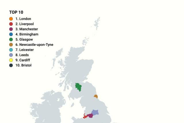 A map reveals the most luckiest UK cities.