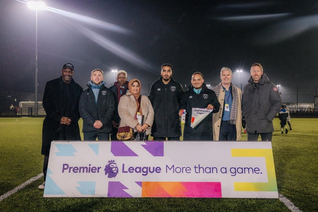 Idris Elba, Jarrod Bowen, Princess Ademiluyi, Cllr Saima Ashraf (Deputy Leader of Barking and Dagenham Council and Community Leader), Tayyab Hayat (Foundation Ambassador), Arran Johny, Cllr Dominic Twomey (Leader of Barking and Dagenham Council), Graham Potter