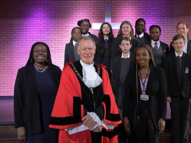 Mayor of Bromley with Bishop Justus Students.