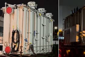 Brand new transformer delivered to a substation in Wimbledon, south London.