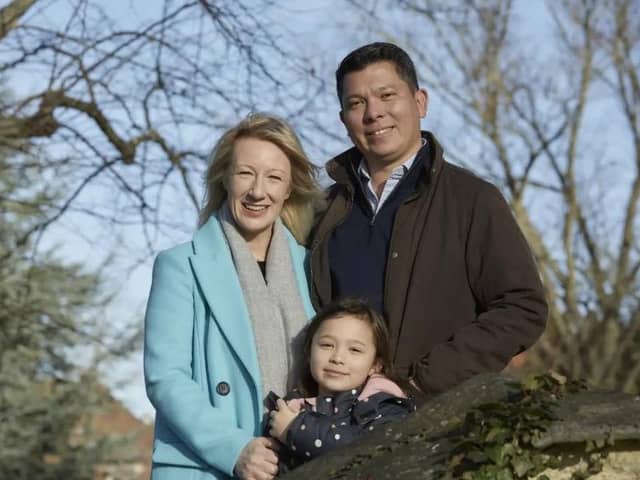 Epsom College head Emma Pattison, 45, her husband George, 39, and their daughter Lettie, seven. 