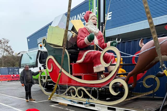 Father Christmas at Vanguard Storage before taking flight