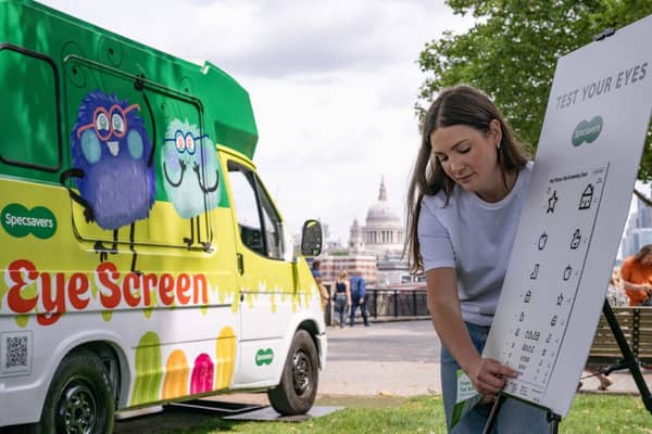 Brianne Bolton, Optometrist (Eltham store) providing kids eye tests at the first-ever Eye Screen Van.