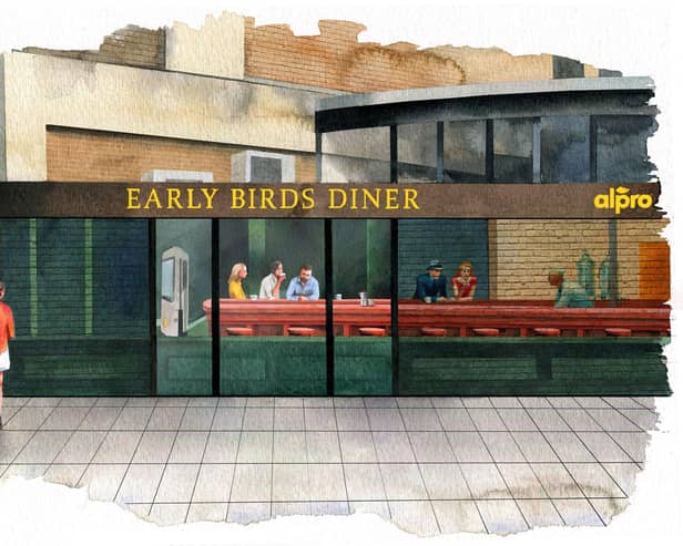 Alpro launches the Early Birds Diner, providing an immersive breakfast setting inspired by Edward Hopper's Nighthawks painting