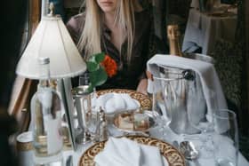 Champagne is on ice ... passenger waits for her dinner