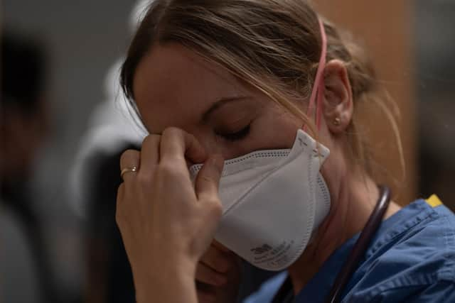 Dr Abbey Henderson (Joanne Froggatt) feels the pressure in the new ITV Covid drama Breathtaking (Picture: ITV)