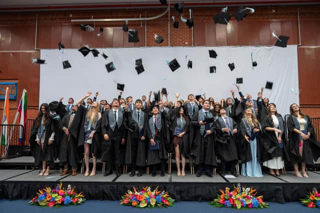 Students at ACS Hillingdon celebrating their graduation