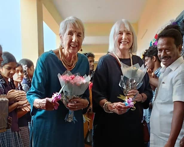 Accidental Lives authors Sylvia Holder and Lindsay Swan open the new chemistry lab funded by the Venkat Trust at the Kovalam Higher Secondary School in January 2025