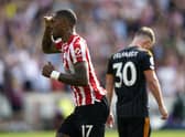 Brentford's Ivan Toney (left) celebrates scoring their side's second goal against Leeds (Picture: Andrew Matthews/PA Wire)