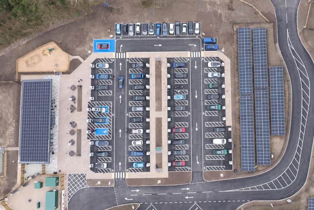 Powered by on-site solar panels, battery storage, and 100% renewable grid energy.