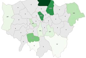 Map of paid FPNs for fly tipping in London in 2023.