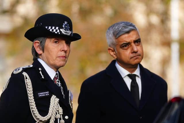 Former Metropolitan Police Commissioner Dame Cressida Dick with Mayor of London Sadiq Khan