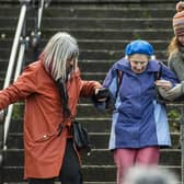 People of all ages were delighted to see the return of the Loony Dook and this plucky pensioner was determined to get a good view from the beach!