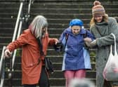 People of all ages were delighted to see the return of the Loony Dook and this plucky pensioner was determined to get a good view from the beach!