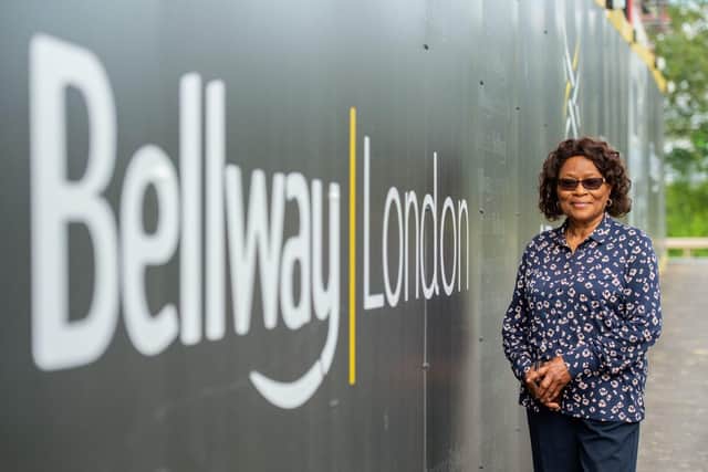 Modupe Olufunmilayo outside Bellway London’s Crossways Quarter, where she has purchased an apartment