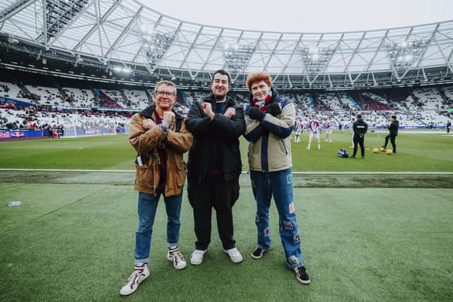 Pride Of Irons pitch side at the Premier League fixture of West Ham United v Brentford