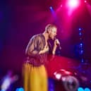 Dan Reynolds performing at The Hollywood Bowl