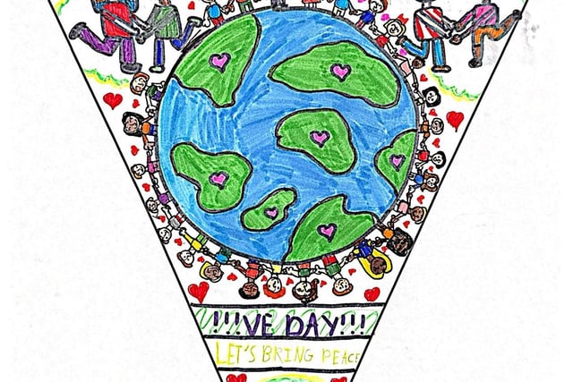 Bunting designed by Hackbridge Primary School pupils