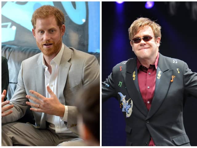 Prince Harry and Elton John are part of a group suing the publisher of The Daily Mail over alleged unlawful information-gathering. (Photo credit: Derek Martin/David Jackson)