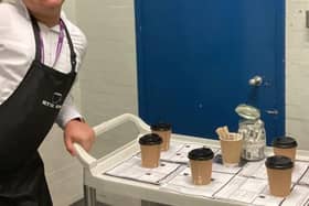 Student in Better Brews cafe