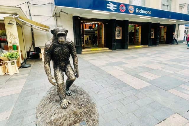 Chimp sculpture at Richmond Station.