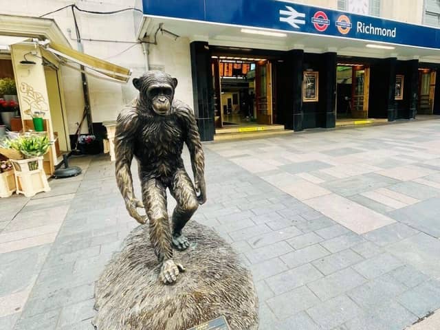 Chimp sculpture at Richmond Station.