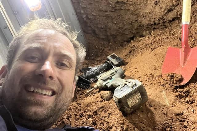 Dave Billings working on his World War II style bunker