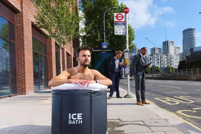 A man was caught cooling off during his commute