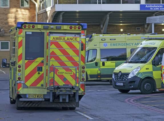 Ambulances parked at the accident and emergency department at the Royal Berkshire Hospital in reading, Berkshire. All ambulance trusts in England are currently on a high level of alert and are under significant strain. Picture date: Thursday November 11, 2021.
