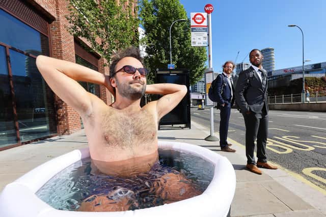 A man was caught cooling off during his commute