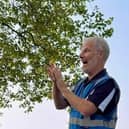 Christof in action, volunteering at Battersea parkrun
