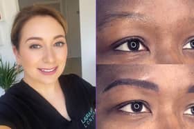 Laura Kay and eyebrow case study showing the transformative before and after results