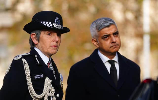 Former Metropolitan Police Commissioner Dame Cressida Dick with Mayor of London Sadiq Khan. Cressida Dick has resigned as Commissioner of the Metropolitan Police Service.