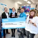 From left, Mayor of Camden Councillor Samata Khatoon, Leyland regional manager Dave Edgar, Leyland Head of Marketing Naivasha Elworthy, Leyland's Attila Tóth and Fleet Primary School Business Manager Debbie Barry