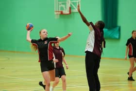 Girls playing Handball.