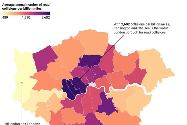 The likelihood of road collisions can vary considerably among neighbouring London boroughs