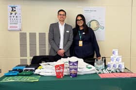 (Left to right) Nimesh Modi, Optometrist director at Specsavers Fulham and Kensington and Anika Ahmed, Store Supervisor and Marketing Lead.