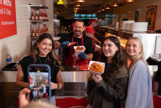 Hundreds of fans queued to meet Danny Dyer and tuck into delicious Frank's RedHot fish and chips.