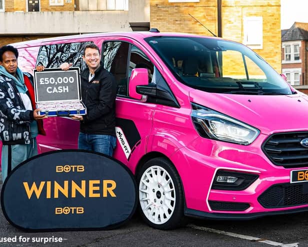 BOTB winner Samuel Asmelash with presenter Christian Williams