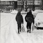 Most schools were closed for a day or two but these hardy chaps were determined to get through in Fairhaven, 1982