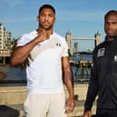 London, UK: Anthony Joshua and Daniel Dubois Face Off for the first time in fight week ahead of their IBF World Heavyweight  Title fight on saturday night at Wembley Stadium. 16 September 2024 Picture By Mark Robinson Matchroom Boxing