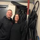 Ollie Harper, Operations Officer at charity Onwards & Upwards and Bike Mechanic at its initiative, XO, with Sam Worden, Chief Operating Officer at NGB CLEAN.