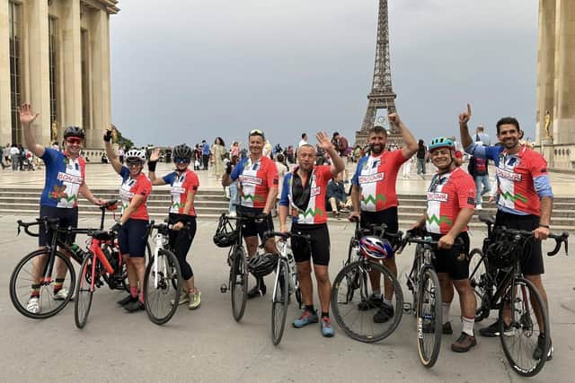 A group of the cyclists from Barnes Primary School in Paris.