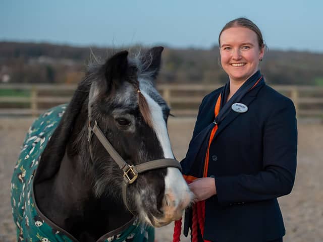 Bellway sales advisor Jess Reynolds gets to know Whorley – one of the horses at Team Tutsham