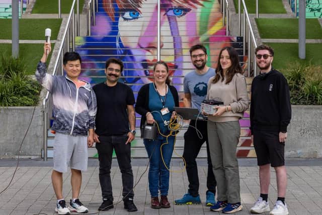 UCL Department of Earth Sciences seismology team at the ‘Swiftie Steps’, Wembley Park.