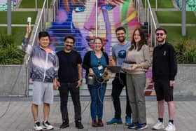 UCL Department of Earth Sciences seismology team at the ‘Swiftie Steps’, Wembley Park.
